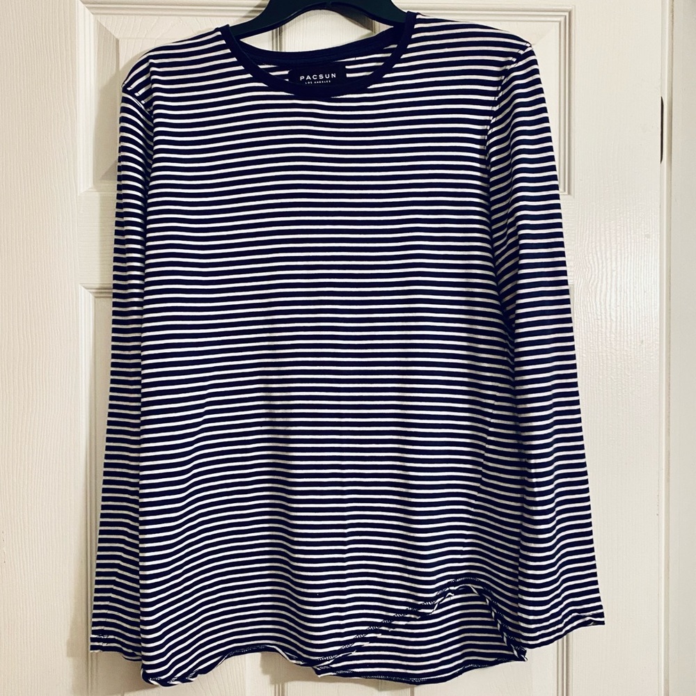 PacSun Navy and White Stripes Tee